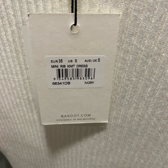 Bardot Mini Rib Knit sweater Dress ivory white small - Picture 10 of 12